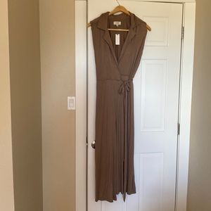 NWT Anthropologie | Porridge Taupe wrap maxi dress. Size XL